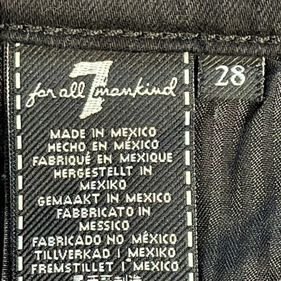 7 For All Mankind Mid Rise Raw Frayed Hem Cut Off Mini Shorts Black Sz 28 - Picture 7 of 12